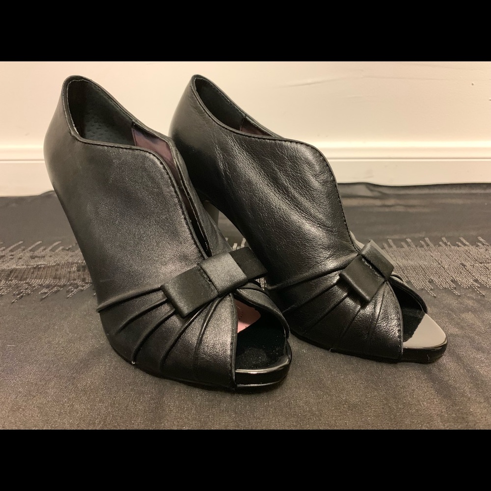 Tahari Open Toe Leather Pumps